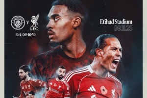 利物浦發(fā)布對(duì)陣曼城海報(bào)：范戴克、薩拉赫、索博、赫拉芬貝赫出鏡