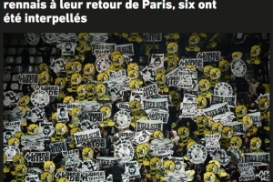 法媒：雷恩極端球迷看完球被50個南特極端球迷襲擊，警方逮捕6人