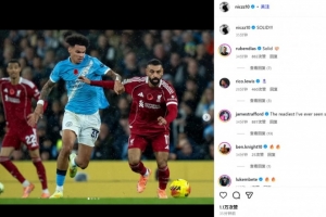 打出信心了！曼城左后衛(wèi)奧賴利社媒曬對位薩拉赫照：硬！