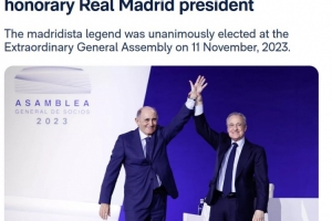 皮里擔(dān)任皇馬榮譽(yù)主席已滿兩周年，皇馬官方發(fā)文紀(jì)念