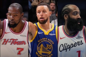 今夕是何年？杜蘭特/庫(kù)里/哈登場(chǎng)均得分皆25+ 真實(shí)命中率均60%+