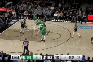 捍衛(wèi)主場！8號秀杰明追身三分再進(jìn) 籃網(wǎng)開局4記三分13-4！