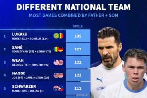 德轉盤點不同國家隊父子：盧卡庫父子、齊達內父子、維阿父子在列