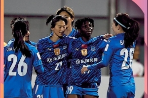 武漢車谷江大女足4比0巴姆卡通女足，小組賽2勝1平積7分頭名出線