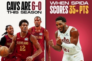 米切爾6次砍下35+得分 騎士6勝0負(fù)！而本賽季騎士總戰(zhàn)績12勝6負(fù)