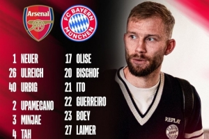 拜仁歐冠客戰(zhàn)阿森納名單：凱恩、諾伊爾、基米希、格納布里在列