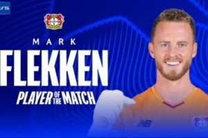 9次撲救全場(chǎng)最多！弗萊肯當(dāng)選勒沃庫(kù)森2-0曼城一役全場(chǎng)最佳球員