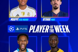 歐冠官方本輪最佳球員候選：姆巴佩、維蒂尼亞、吉拉西、奧巴梅揚(yáng)