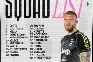 尤文意大利杯名單：伊爾迪茲、孔塞桑、戴維在列，佩林、DV9缺席