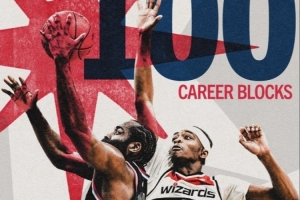 哈登成背景！奇才發(fā)庫(kù)利巴利生涯100帽海報(bào) 帽字母哥圖片卻是哈登