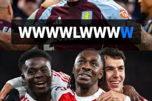 最近9輪英超積分榜：維拉24分第一，阿森納23分第二