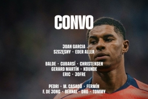 巴薩客戰(zhàn)貝蒂斯大名單：德容、費爾明回歸，奧爾莫缺席