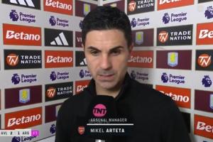 阿爾特塔：最后以這樣的方式輸球難以接受，這確實令人痛苦