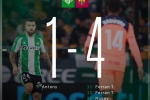 西甲客戰(zhàn)貝蒂斯上半場(chǎng)進(jìn)球4+！巴薩是歷史第4隊(duì)，此前3隊(duì)全部取勝