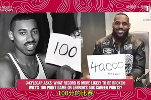 張伯倫單場百分和詹姆斯4萬分哪個更容易？保羅喬治：100分！
