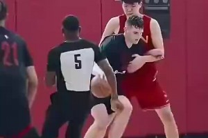 太猛了！此前中國男籃和開拓者內部賽，克林根和楊瀚森直接對位！