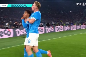 霍伊倫反擊送助攻，內(nèi)雷斯單刀推射破門！那不勒斯1-0領(lǐng)先羅馬！