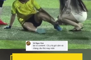 因妻子在看臺上，越南球員拒絕了美女的治療??